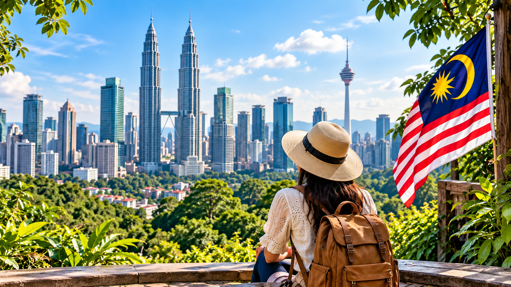 Traveller overlooking the Kuala Lumpur skyline